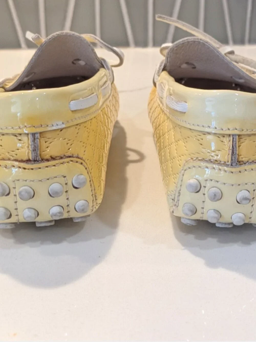 Tod's Loafers pale yellow patent leather Unisex 11.5